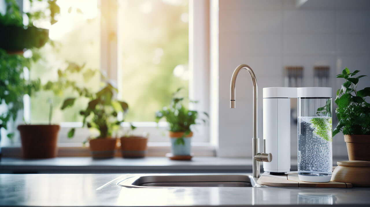 mother washing fruits with kitchen water